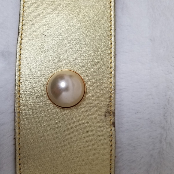 Bergdorf Goodman Rare 2-Tone Wide Gold Leather Vintage Belt S/M - Picture 11 of 16